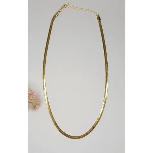 Herringbone 14k Gold Plated Necklace - Picture 2 of 3